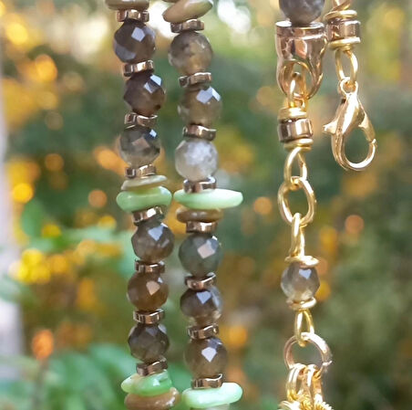 2485 Labradorit Sedef el yapımı kolye