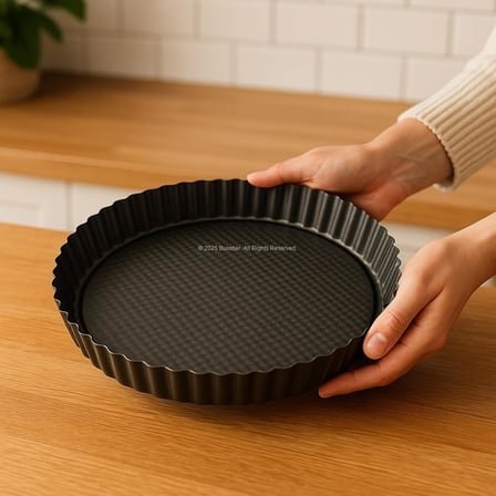 28 cm Yuvarlak Meyve Turtası Kalıbı – Siyah Metalik Yapışmaz Kaplamalı Turta ve Kiş Kalıbı – Eşit Isı Dağılımlı – Kolay Temizlenebilir – Fırın Güvenli