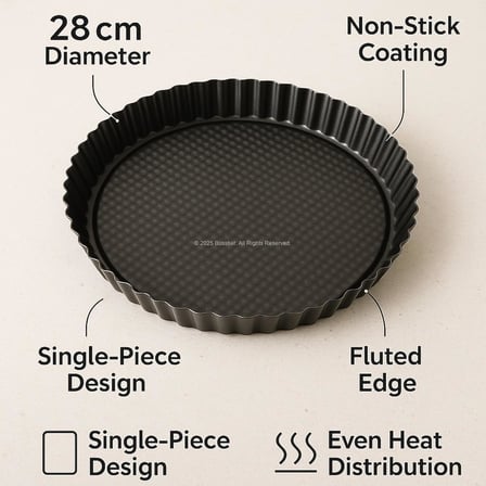 28 cm Yuvarlak Meyve Turtası Kalıbı – Siyah Metalik Yapışmaz Kaplamalı Turta ve Kiş Kalıbı – Eşit Isı Dağılımlı – Kolay Temizlenebilir – Fırın Güvenli