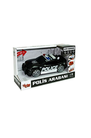 Sürtmeli Sesli Işıklı Polis Arabası 1:16 Oyuncak Polis Arabası Police Car