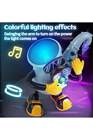 Oyuncak Robot Dans Eden Sesli Işıklı Robot Saksafon Çalan Sevimli Robot Müzikli Robot Mr. Rock