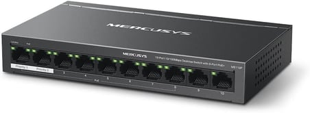 MS110P, 10-Port 10/100Mbps Desktop Switch with 8-Port PoE+