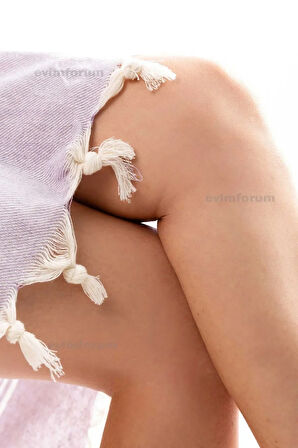 Adelya Pamuklu Yetişkin Peştemal Panço Bornoz Plaj Havlusu Lila