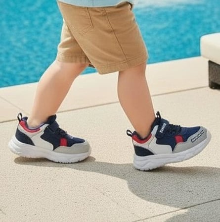 Wisco 018 Lacivert-Gri Cırtlı Işıklı Bebe Erkek Çocuk Spor Ayakkabı