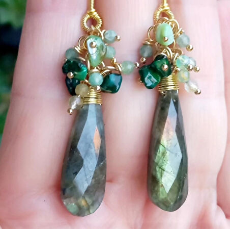 2486 Labradorit el yapımı küpe a