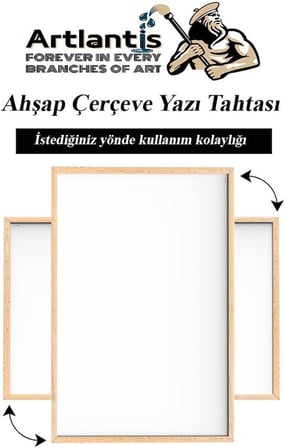 Duvara Monte Beyaz Yazı Tahtası 60x90 cm 1 Adet Laminant Yazı Tahtası Ahşap Çerçeveli Askılı Okul Ofis Büro