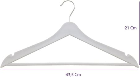 Askıcı 12 Adet Ahşap Görünümlü Plastik A Kalite Askı, Kıyafet Ve Elbise Askısı Beyaz aa-ahşapgrnmbyz12