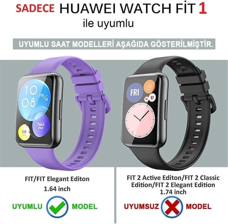 - Huawei ile uyumlu Watch Fit Kordon Silikon Bileklik Kopçaklı Kordon 43