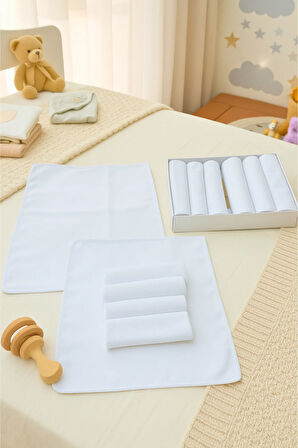 Özel Seri 7'li %100 Pamuklu Bebek Ağız Silme Mendili Bebek Mendili