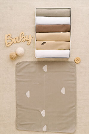 Özel Seri 7'li %100 Pamuklu Bebek Ağız Silme Mendili Bebek Mendili