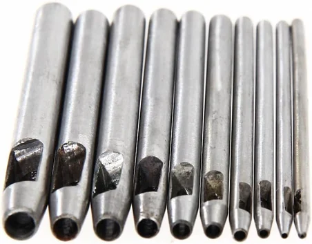 Yuvarlak Vurma Deri Delik Zımbası 1-6 no Arası 1 Adet Deri El Aleti (Krom, 1 mm)