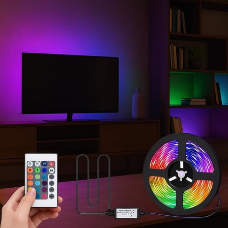 TV ve PC Arkası RGB Şerit LED Işık Seti - 3 Metre, USB Girişli, Kumandalı, 352 Renk Seçeneği, IP20 İç Mekan, 4W Düşük Enerji Tüketimi ct4566