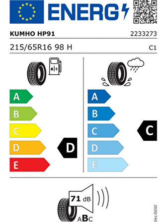 KUMHO 215/65R16 98H CRUGEN HP91 2024 ÜRETİM YAZ LASTİĞİ