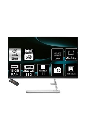 IdeaCentre 24IAP7 i5 12450H 16GB 256GB SSD 23.8" FHD W11H Beyaz All in One Bilgisayar