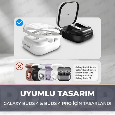 Samsung Galaxy Buds4 Pro/Buds 4 için Şeffaf Kılıf Darbeye Çizilmeye ve Sararmaya Karşı Dirençli Galaxy Buds 4 Pro Kulaklık Kılıfı Taşıma Askılı TPU Koruyucu Samsung Buds 4 Pro Kılıf