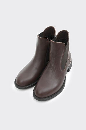 Hakiki Deri Bilek Lastikli Kadın Bot 