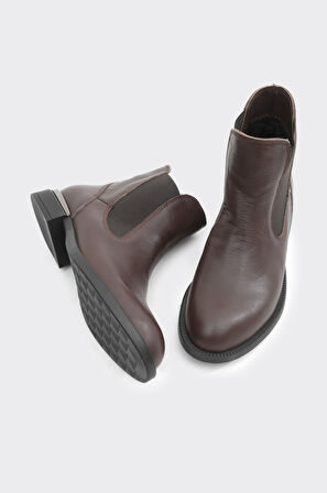 Hakiki Deri Bilek Lastikli Kadın Bot 