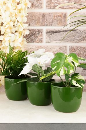 Karmen Seramik Saksı 12 cm 3'lü Yeşil