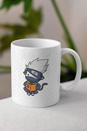 Kakashi Anime Baskılı Beyaz Porselen Kupa Bardak