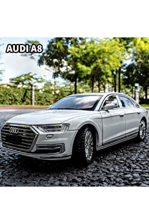 Audi A8 Araba Audi A8 Long Quattro 1:24 Diecast Metal Model Araba Koleksiyon Araba Sesli Işıklı