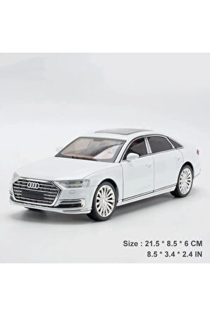 Audi A8 Araba Audi A8 Long Quattro 1:24 Diecast Metal Model Araba Koleksiyon Araba Sesli Işıklı