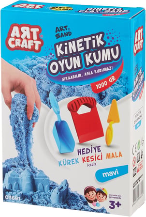 Art Craft 03691 Aksesuarlı Kinetik Oyun Kumu, Mavi, 1000 gr