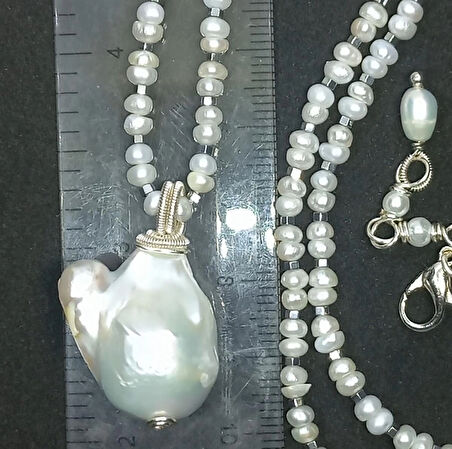 2489 Barok ve kum İnci el yapımı kolye