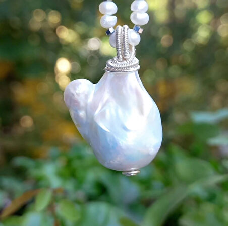 2489 Barok ve kum İnci el yapımı kolye