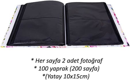 Rabsev RS306 Fotoğraf Albümü 10x15cm 200 Fotoğraf Kapasiteli Çiçekler Desenli Lüks Albüm
