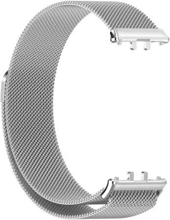Galaxy Fit 3 İle Uyumlu Kordon Çelik Paslanmaz Tel Örgü Tasarımlı Mıknatıslı Flexible Kayış
