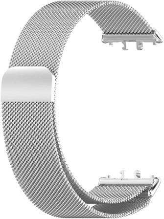 Galaxy Fit 3 İle Uyumlu Kordon Çelik Paslanmaz Tel Örgü Tasarımlı Mıknatıslı Flexible Kayış