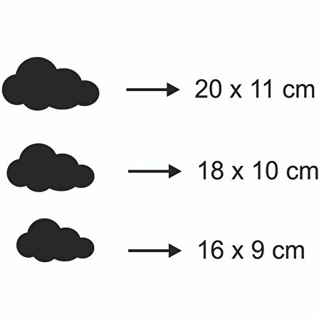 Leylaser Üç Farklı Ebatta Siyah  Bulut Duvar Dekoru Zenginleştirici