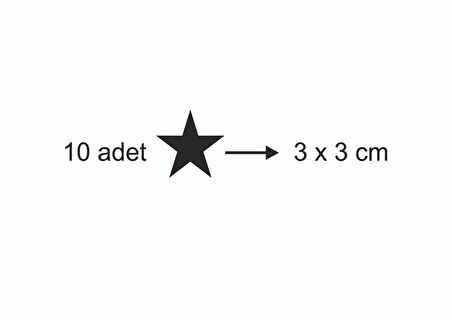 Leylaser 3 cm 10 adet  Siyah  Ahşap Yıldız Duvar Dekoru Zenginleştirici