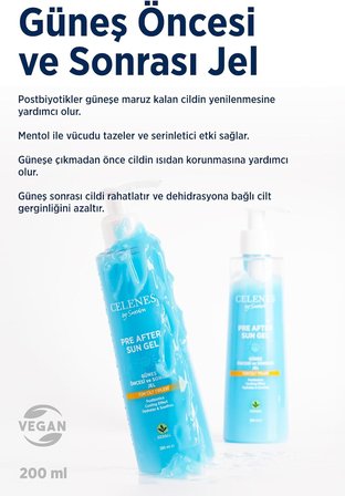 Celenes Herbal Güneş Öncesi ve Sonrası Nemlendirici ve Ferahlatıcı Jel