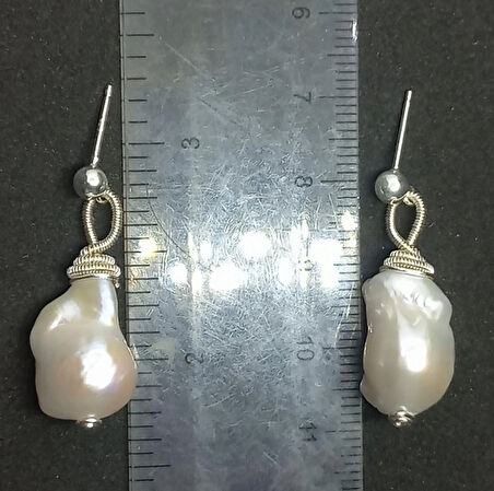 2490 Doğal İnci gümüş el yapımı küpe