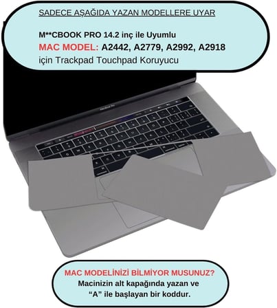 MacBook Pro 14.2 inç Touchpad Trackpad Koruyucu Sticker Uyumlu M1 M2 M3 M4 M5 Mat Ultra İnce Çizilme Önleyici Gri