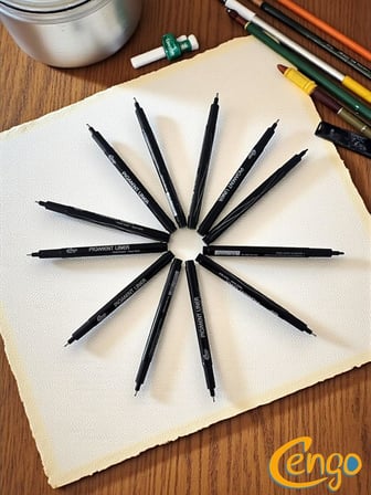 Pigment Marker Teknik Çizim Kalemi, Tüm Dereceler 12 Li Set Siyah