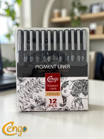Pigment Marker Teknik Çizim Kalemi, Tüm Dereceler 12 Li Set Siyah