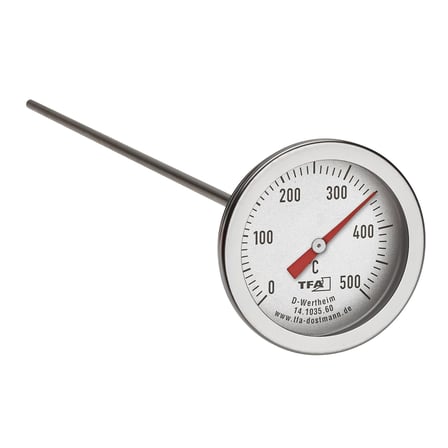 TeknikMarketiniz Ø52mm 0/500 C° 30 cm Dalma Boylu Fırın Termometresi, 30 cm Problu 500 Derece Bahçe,Pizza,Pide,Ekmek,Köy,Kara/Taş Fırın Isı Gösterge Saati TFA Dostmann TM832.14.1035.60