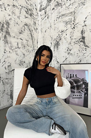 Siyah - Crop Tshirt