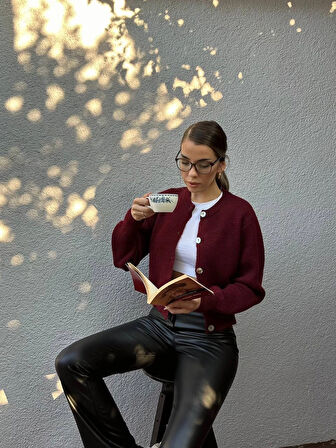 Bordo - Yumoş Hırka