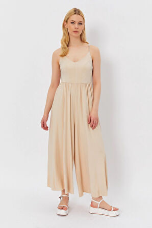 Bej - Premium Modal Kumaş Tulum