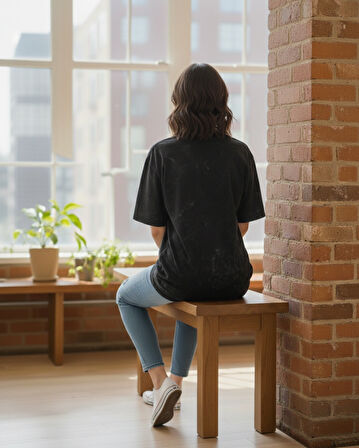 Siyah - ZR Yıkamalı Oversize Tshirt