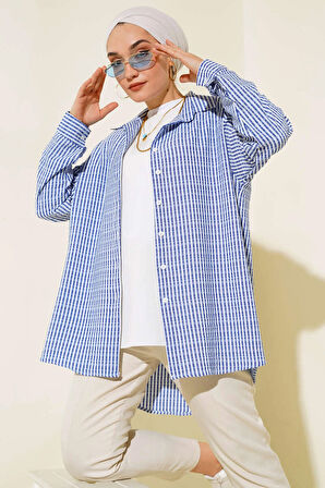 Lacivert - İnce Çizgili Gömlek