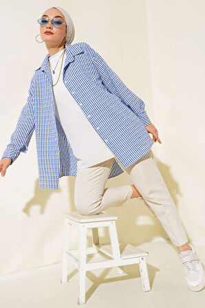 Lacivert - İnce Çizgili Gömlek