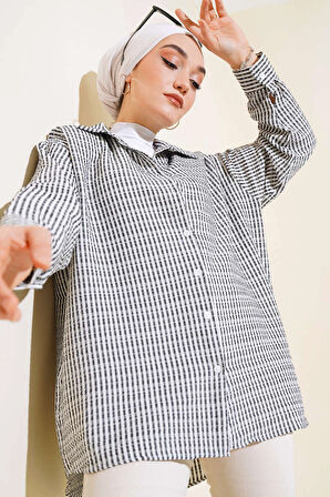 Siyah - İnce Çizgili Gömlek