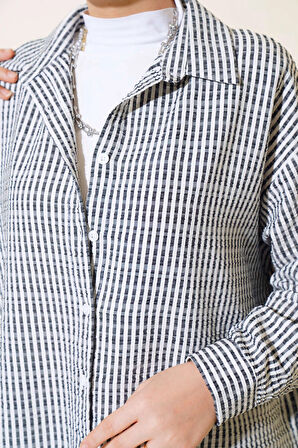 Siyah - İnce Çizgili Gömlek