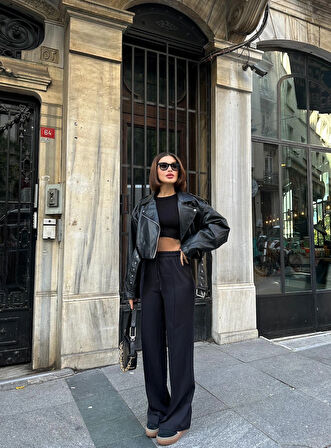 Siyah - Gipeli Palazzo Pantolon