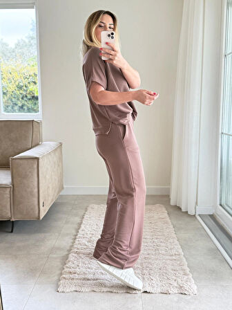 Kahverengi - Cupra Kısa Kollu Modal Takım