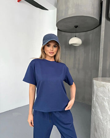 Lacivert - Cupra Kısa Kollu Modal Takım